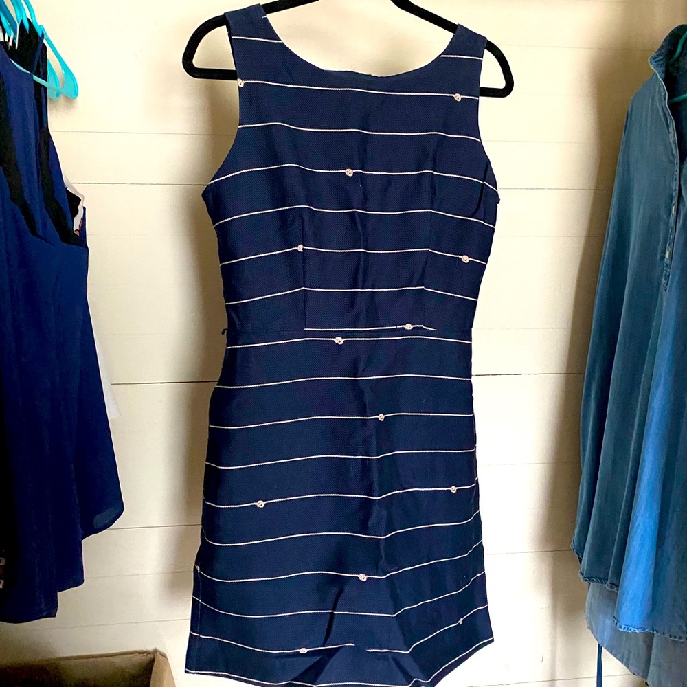 The Limited Navy Blue High Quality, Embroidered Dress